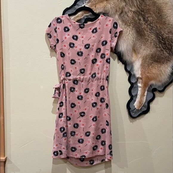 Marisa & Marie Pink Floral Wrap Dress Pink Black Made in Italy Medium - Picture 3 of 4